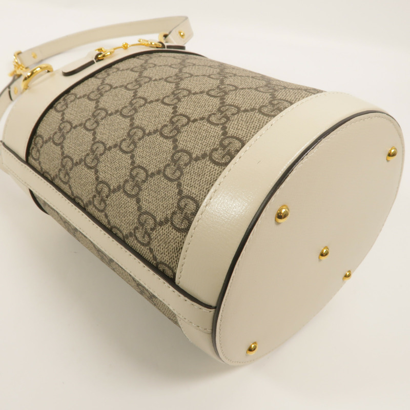 GUCCI 塗層帆布Horsebit 1955 Small Bucket肩背袋-11