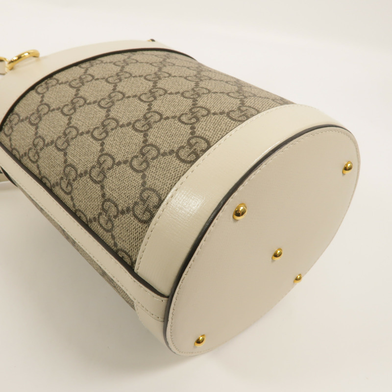 GUCCI 塗層帆布Horsebit 1955 Small Bucket肩背袋-12