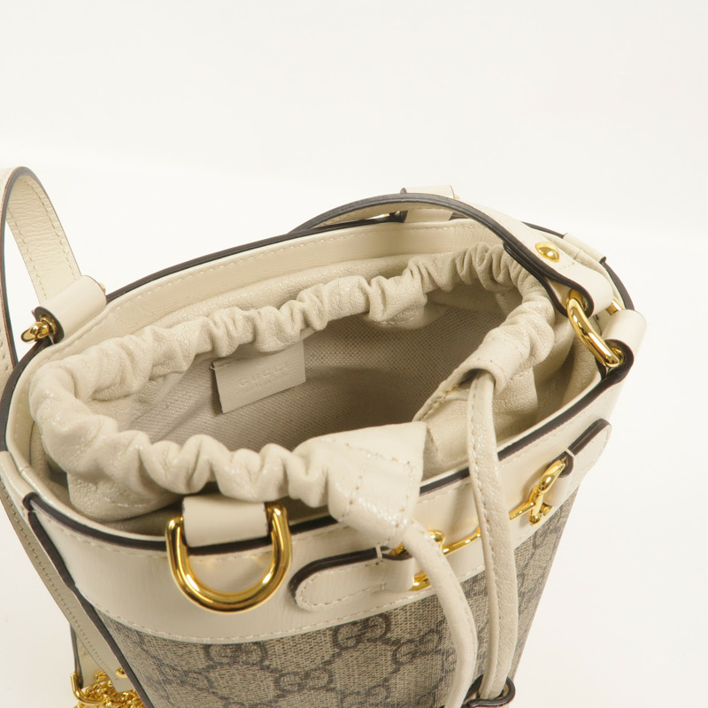GUCCI 塗層帆布Horsebit 1955 Small Bucket肩背袋-14