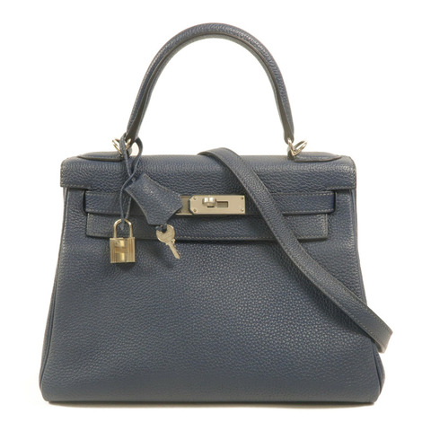 HERMES Togo皮革Kelly 28手挽肩背兩用袋Deep Blue