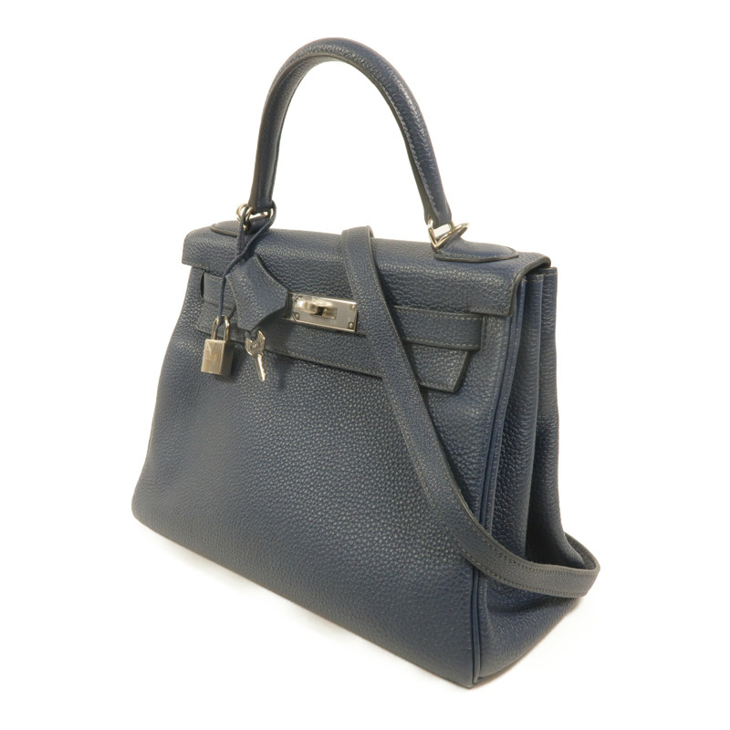 HERMES Togo皮革Kelly 28手挽肩背兩用袋Deep Blue-2