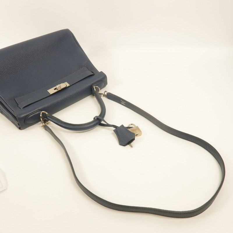 HERMES Togo皮革Kelly 28手挽肩背兩用袋Deep Blue-7