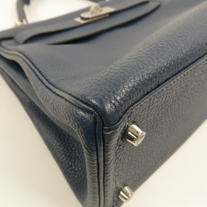 HERMES Togo皮革Kelly 28手挽肩背兩用袋Deep Blue-11