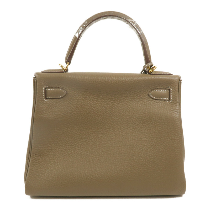 HERMES Togo皮革Kelly 28手挽肩背兩用袋Etoupe-1