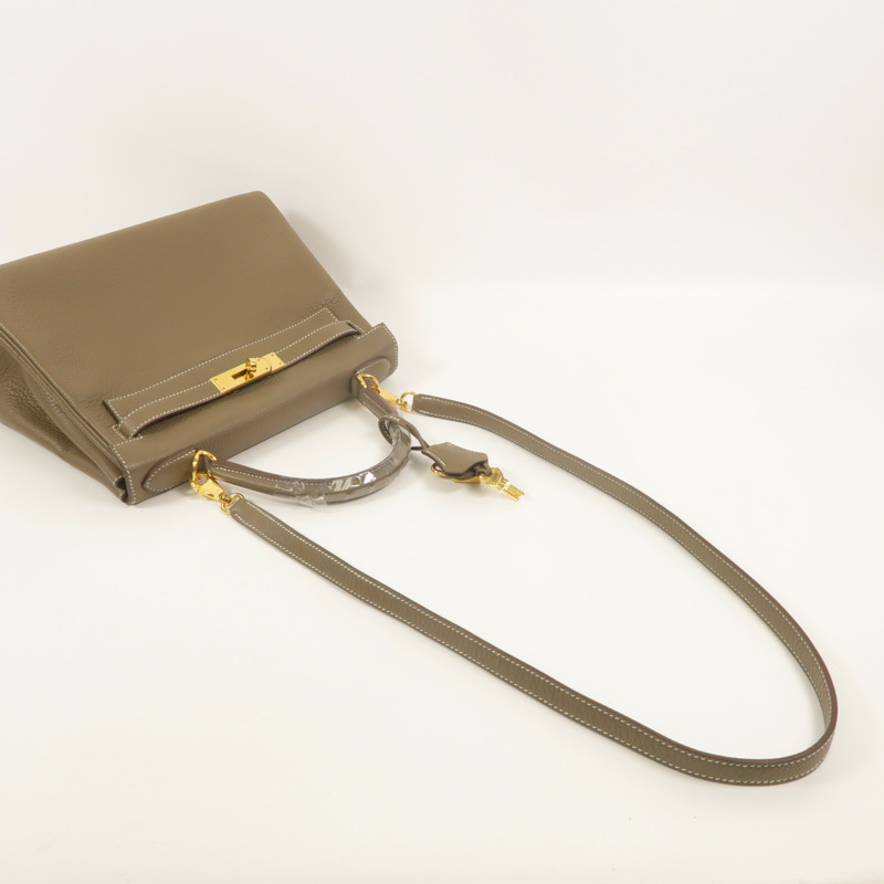 HERMES Togo皮革Kelly 28手挽肩背兩用袋Etoupe-7