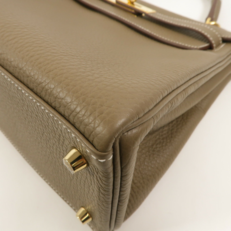 HERMES Togo皮革Kelly 28手挽肩背兩用袋Etoupe-11