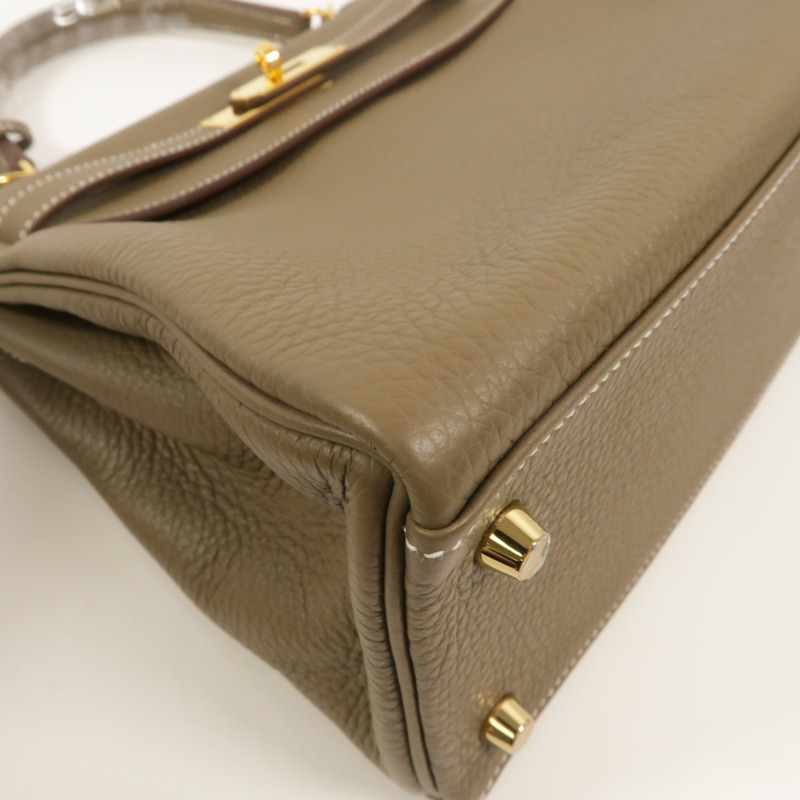 HERMES Togo皮革Kelly 28手挽肩背兩用袋Etoupe-12