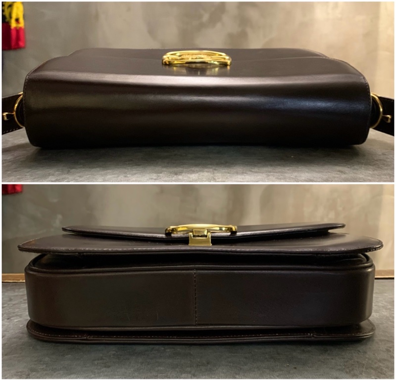 CELINE Vintage Horse Carriage Buckle In Gold Box Bag In Nut Brown  女裝中古馬車金扣深棕肩揹袋-4