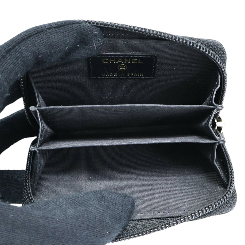黑色牛皮 Boy 拉鏈 零錢包 A80602【CHANEL 香奈兒】 A80602-2