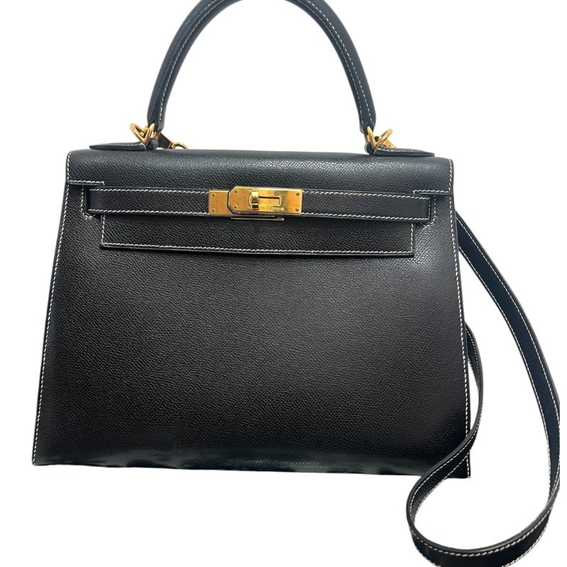 【美收精品】HERMÈS 黑色金釦手提肩背包 5-242-0