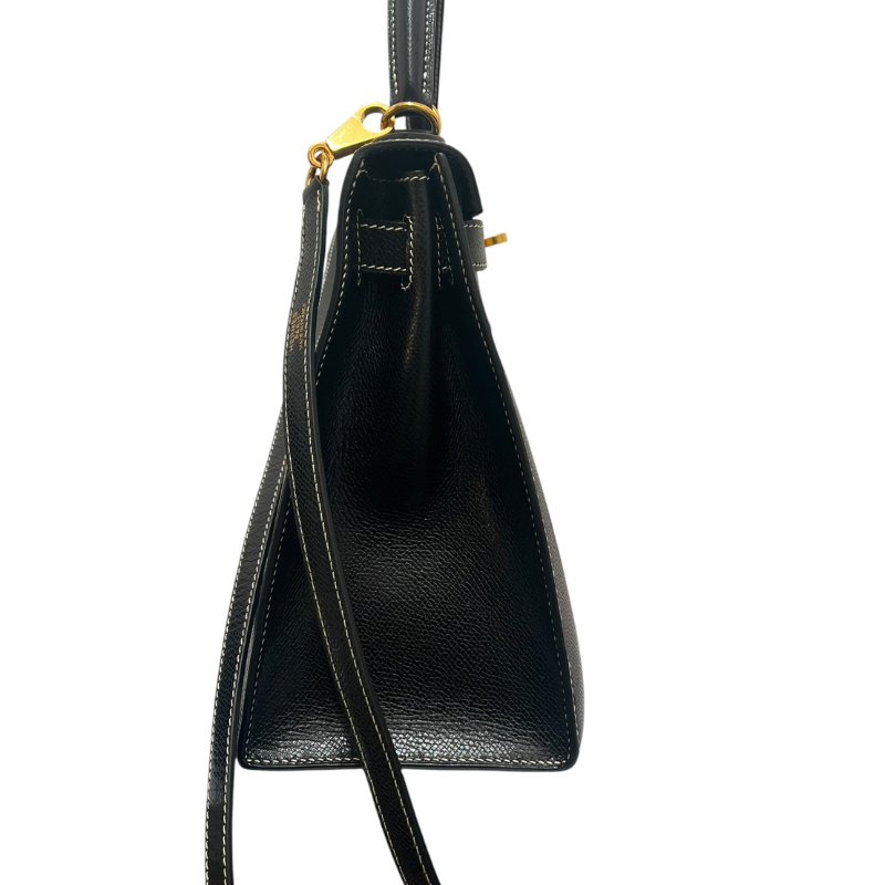 【美收精品】HERMÈS 黑色金釦手提肩背包 5-242-1