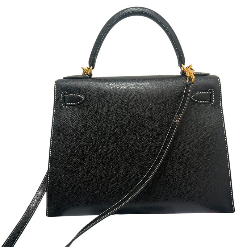 【美收精品】HERMÈS 黑色金釦手提肩背包 5-242-2