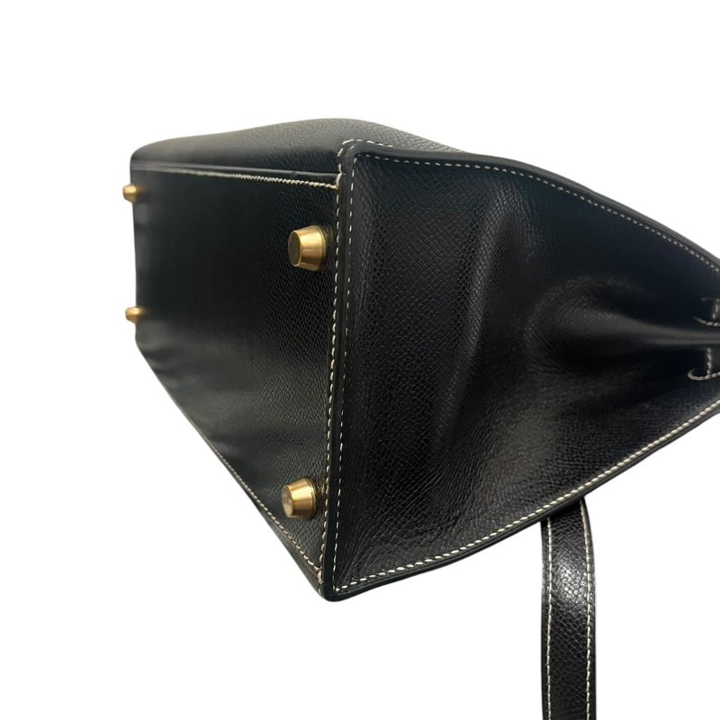 【美收精品】HERMÈS 黑色金釦手提肩背包 5-242-4