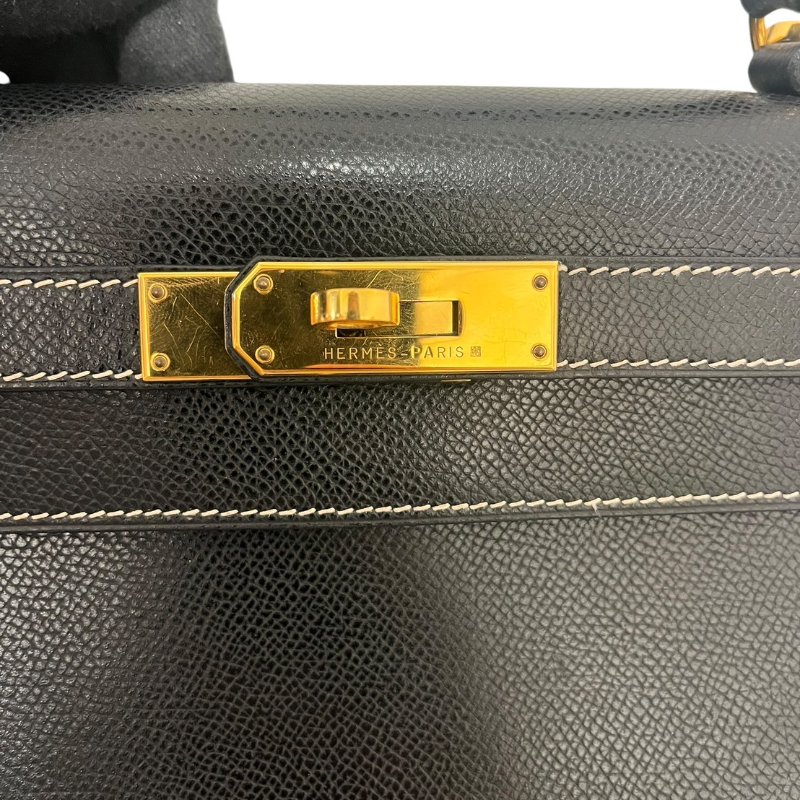 【美收精品】HERMÈS 黑色金釦手提肩背包 5-242-8