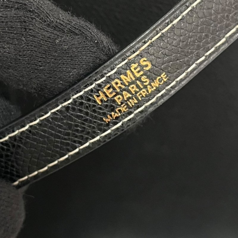 【美收精品】HERMÈS 黑色金釦手提肩背包 5-242-12