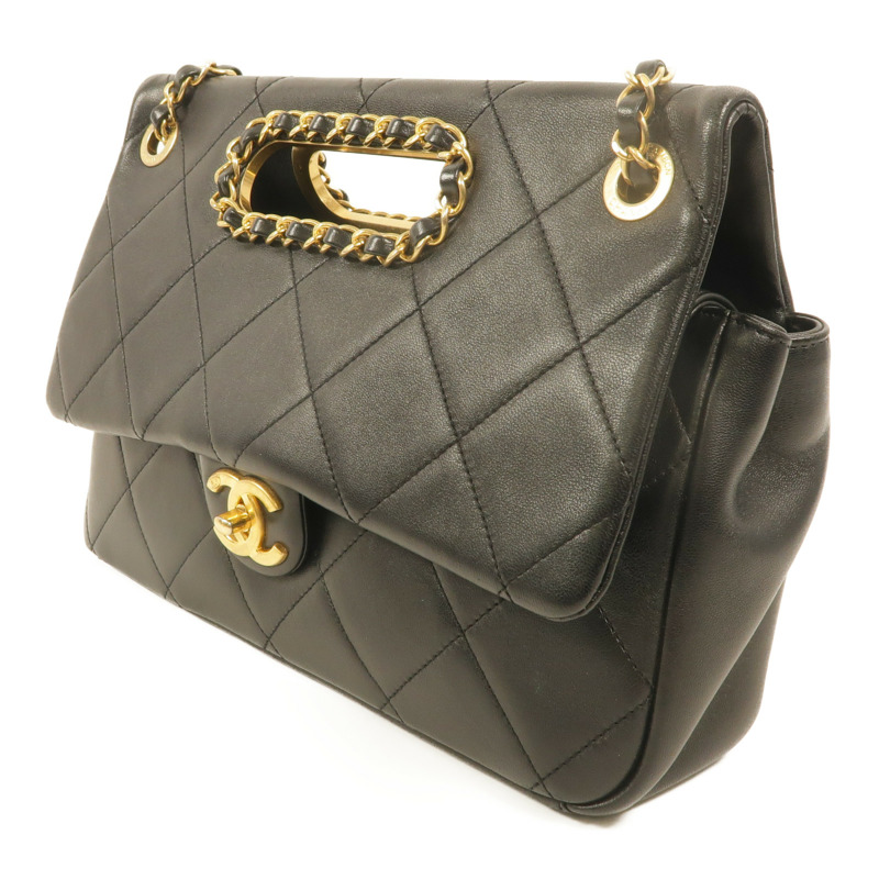 CHANEL 牛皮皮革A Real Catch Flap Bag鏈帶手挽肩背兩用袋-2