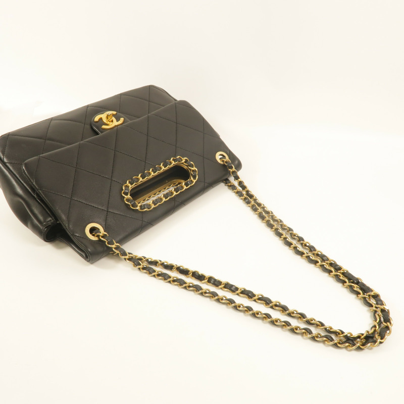 CHANEL 牛皮皮革A Real Catch Flap Bag鏈帶手挽肩背兩用袋-7