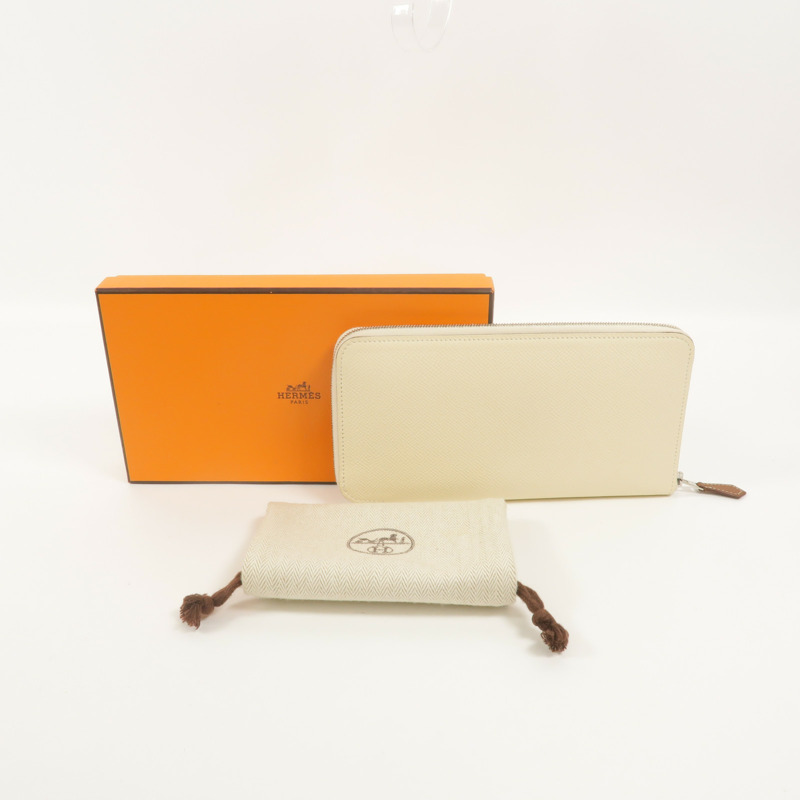 HERMES Epsom皮革Silk In Classique長錢包Nata-9