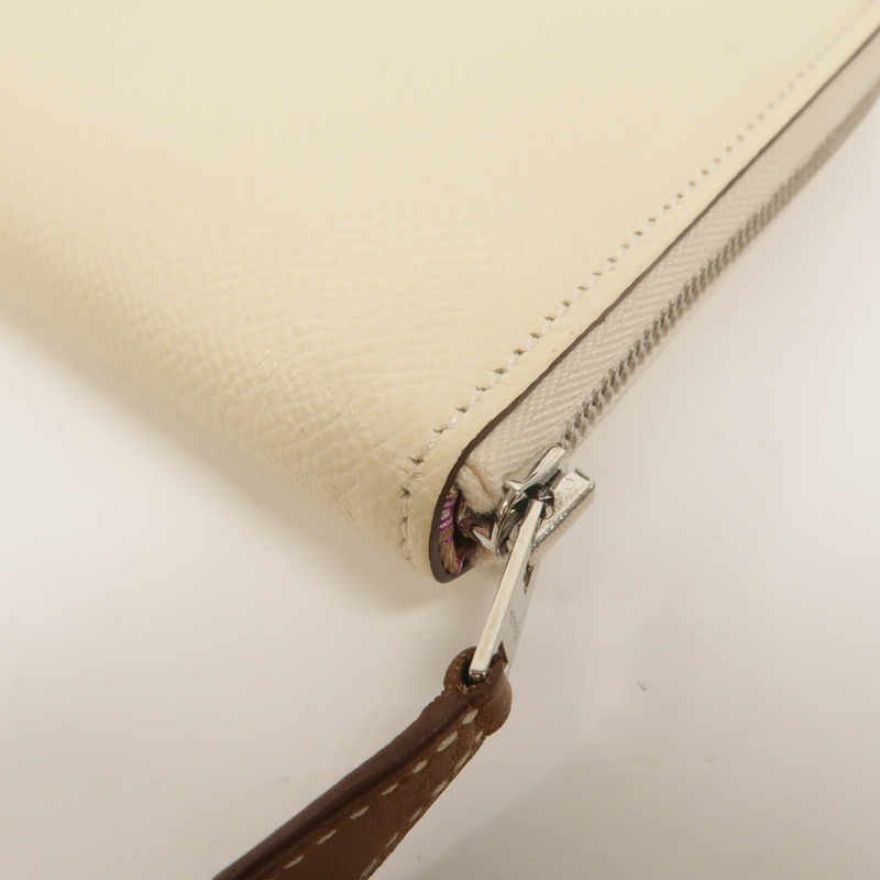HERMES Epsom皮革Silk In Classique長錢包Nata-10
