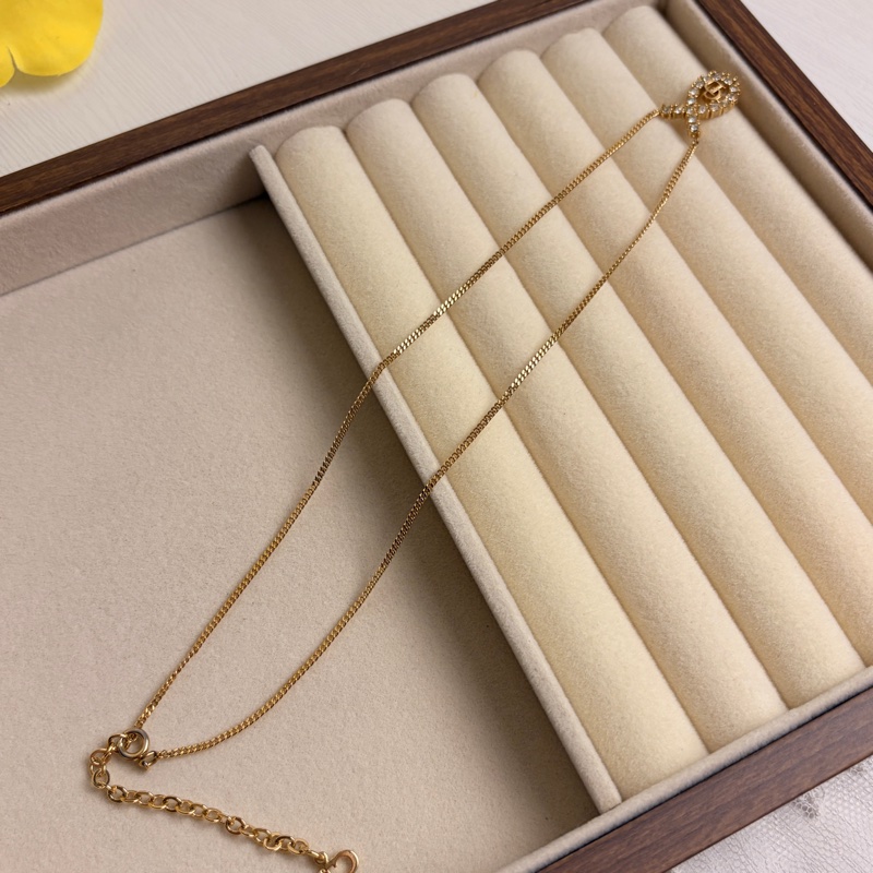 Christian Dior 鍍金水鑽CD logo項鏈 頸鍊 迪奧 水滴形 中古-15