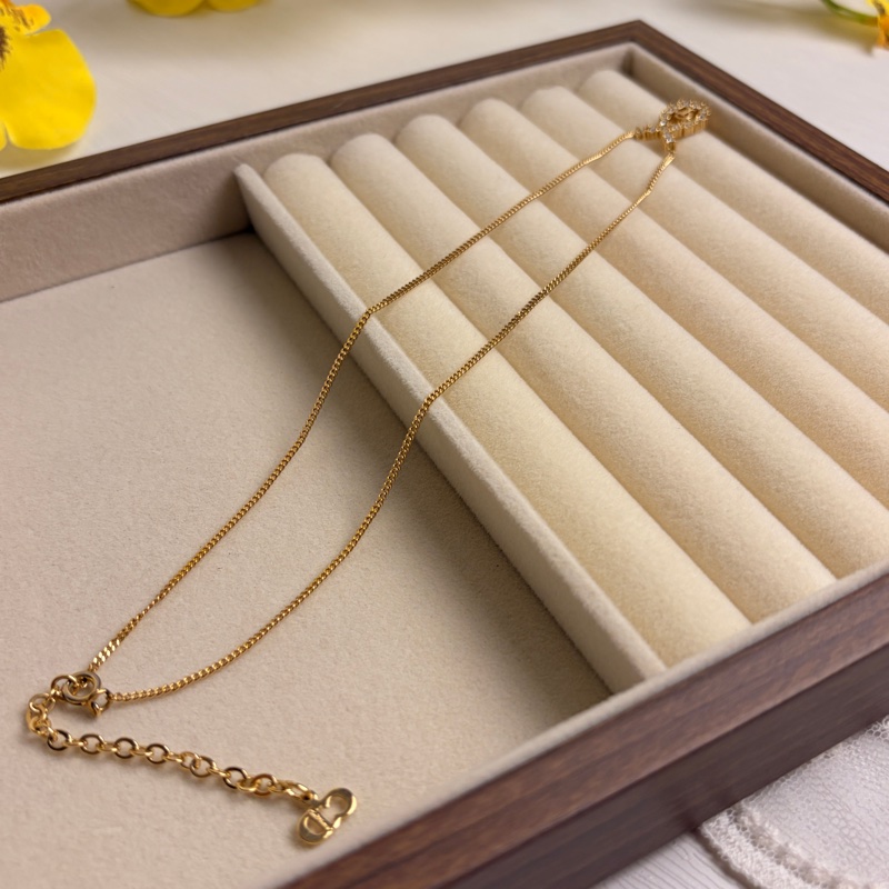 Christian Dior 鍍金水鑽CD logo項鏈 頸鍊 迪奧 水滴形 中古-16