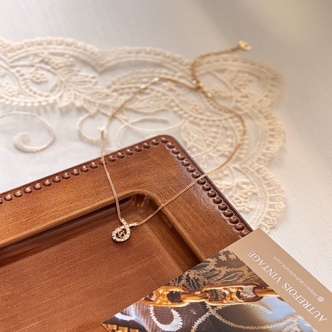 Christian Dior 鍍金水鑽CD logo項鏈 頸鍊 迪奧 水滴形 中古