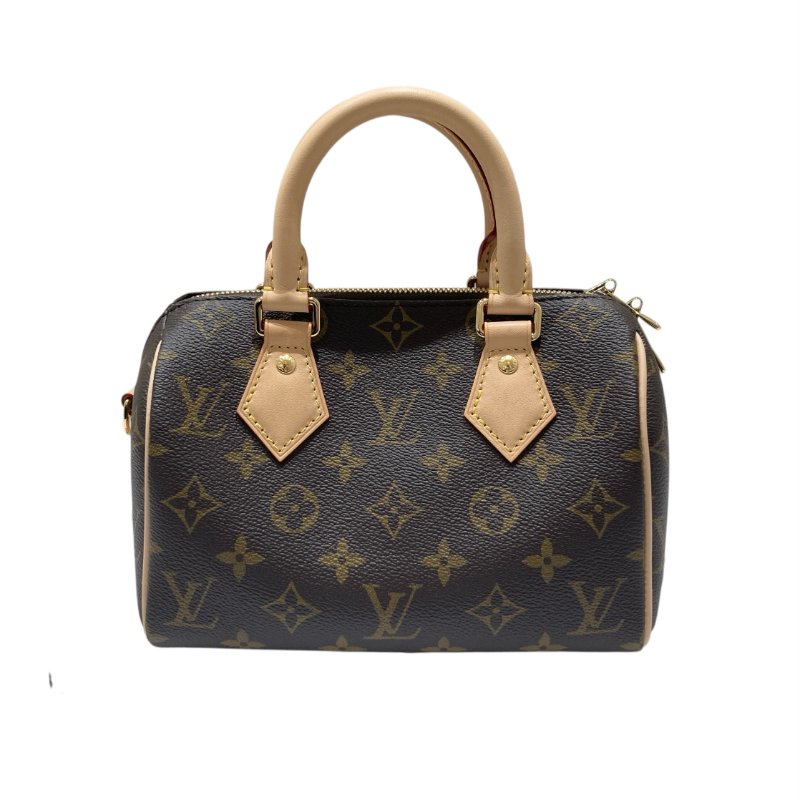 LOUIS VUITTON 路易威登 M46234 MONOGRAM SPEEDY20 老花手提側背包 PVC帆布 棕色 金釦-2