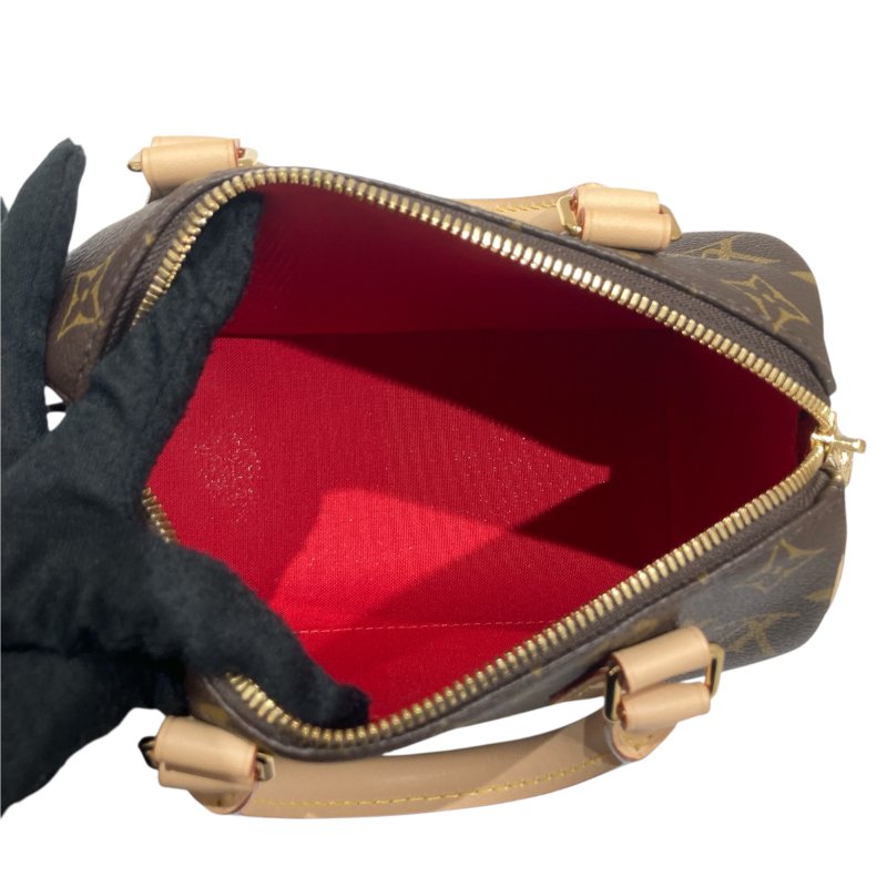 LOUIS VUITTON 路易威登 M46234 MONOGRAM SPEEDY20 老花手提側背包 PVC帆布 棕色 金釦-11