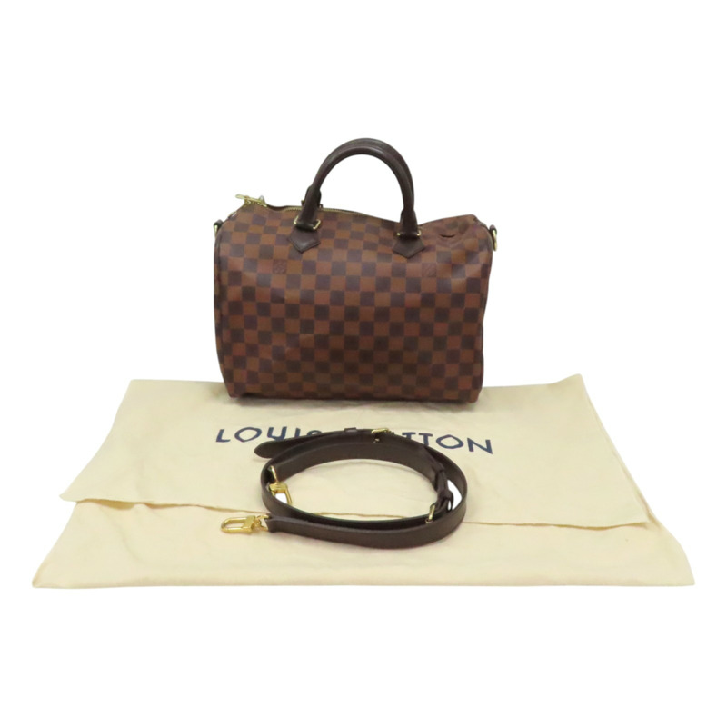 棕色 棋盤格帆布 Speedy Bandouliere 30 兩用包【LOUIS VUITTON LV 路易威登】 N41367-8
