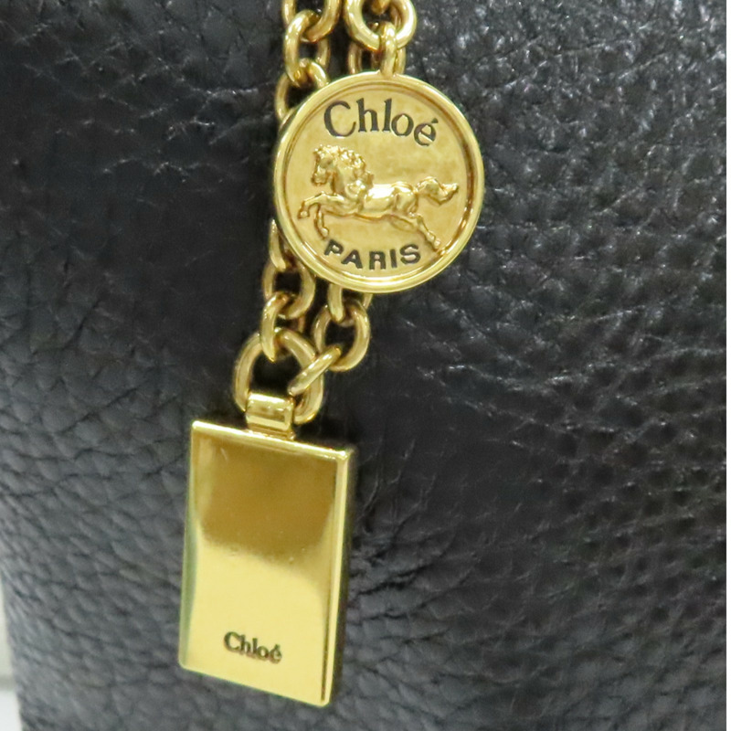 黑色 牛皮 Spin Tote 托特包 肩背包【Chloe 克羅伊】 CHC25SS810N84001-10