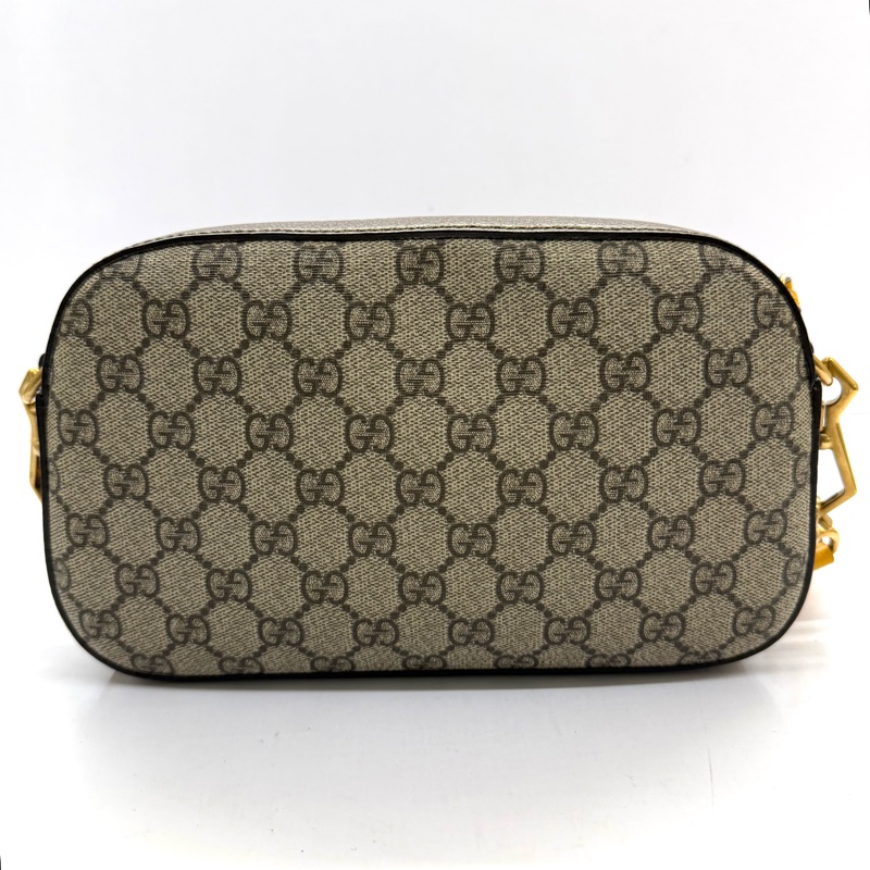GUCCI 古馳 棕色經典GG Supreme 帆布印花相機包 斜背包 476466-1