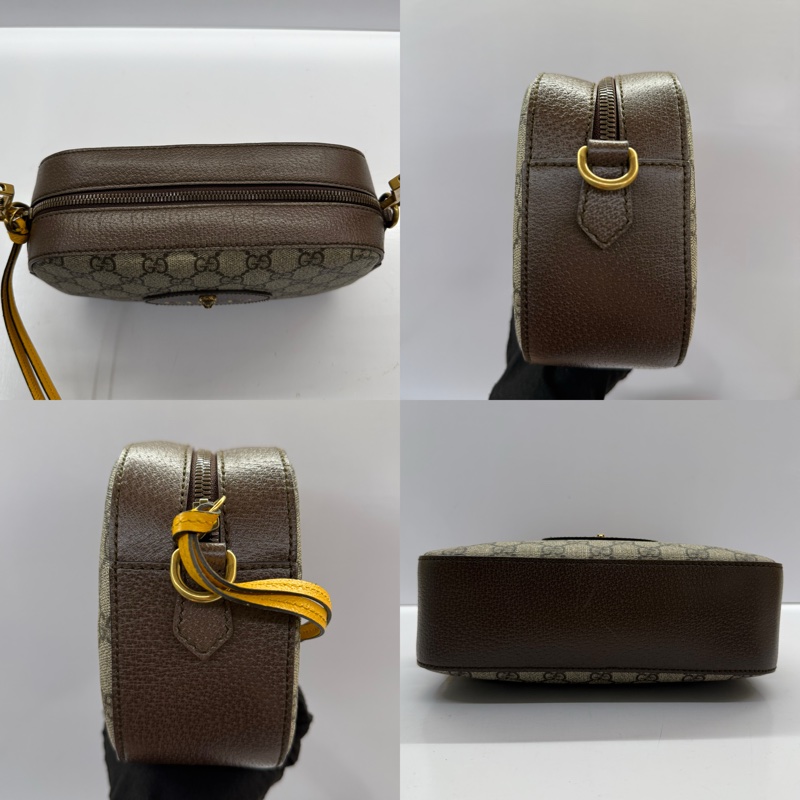 GUCCI 古馳 棕色經典GG Supreme 帆布印花相機包 斜背包 476466-3