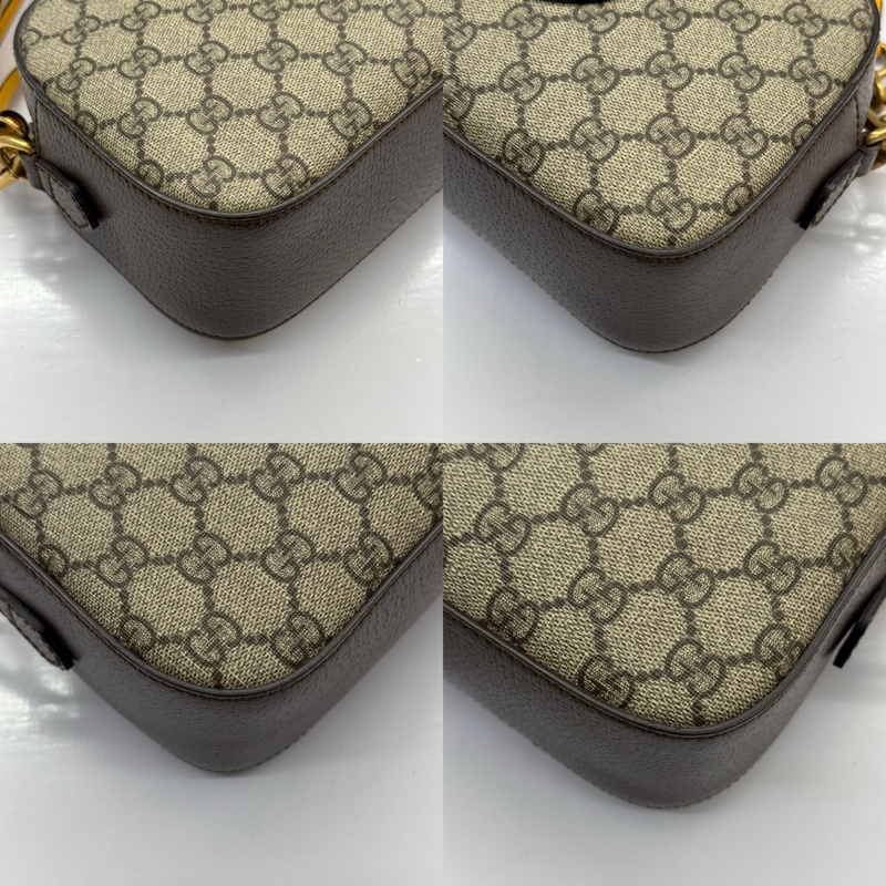 GUCCI 古馳 棕色經典GG Supreme 帆布印花相機包 斜背包 476466-4