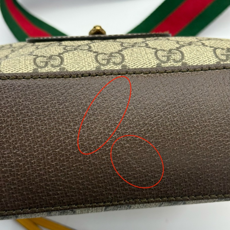 GUCCI 古馳 棕色經典GG Supreme 帆布印花相機包 斜背包 476466-8