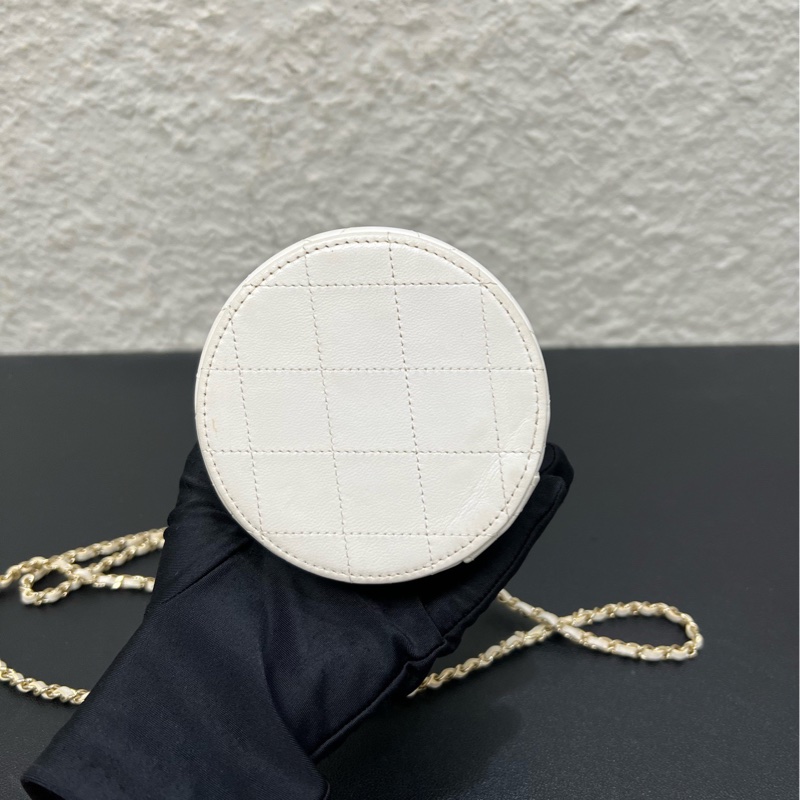 98新❤️Chanel香奈兒黑白熊貓經典雙C logo化妝包小圓桶鏈條包-4
