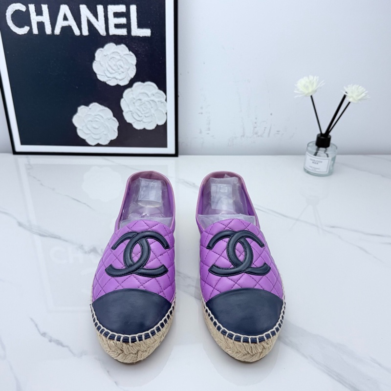 99新Chanel香奈兒 經典菱格紋黑紫拼色漁夫鞋 39碼 🧡-1
