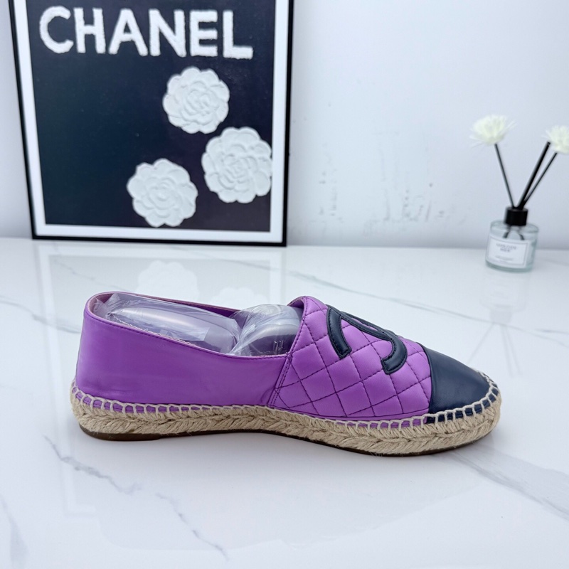 99新Chanel香奈兒 經典菱格紋黑紫拼色漁夫鞋 39碼 🧡-4