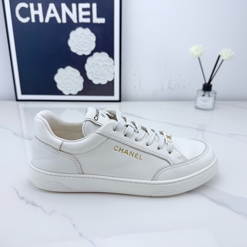 chanel香奈兒 純白金標板鞋 38碼 🧡-3