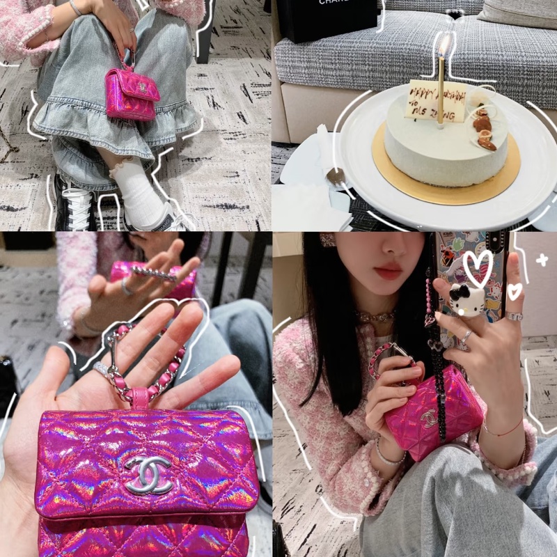 Chanel 全新VIP ⭐️霓虹光澤粉紅掛包-卡包💓-3