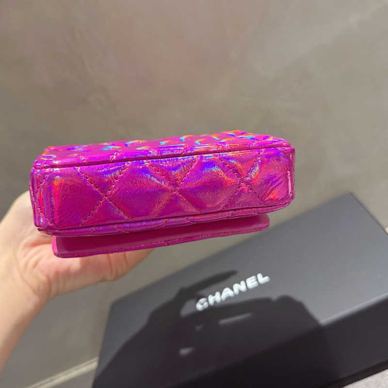 Chanel 全新VIP ⭐️霓虹光澤粉紅掛包-卡包💓-11