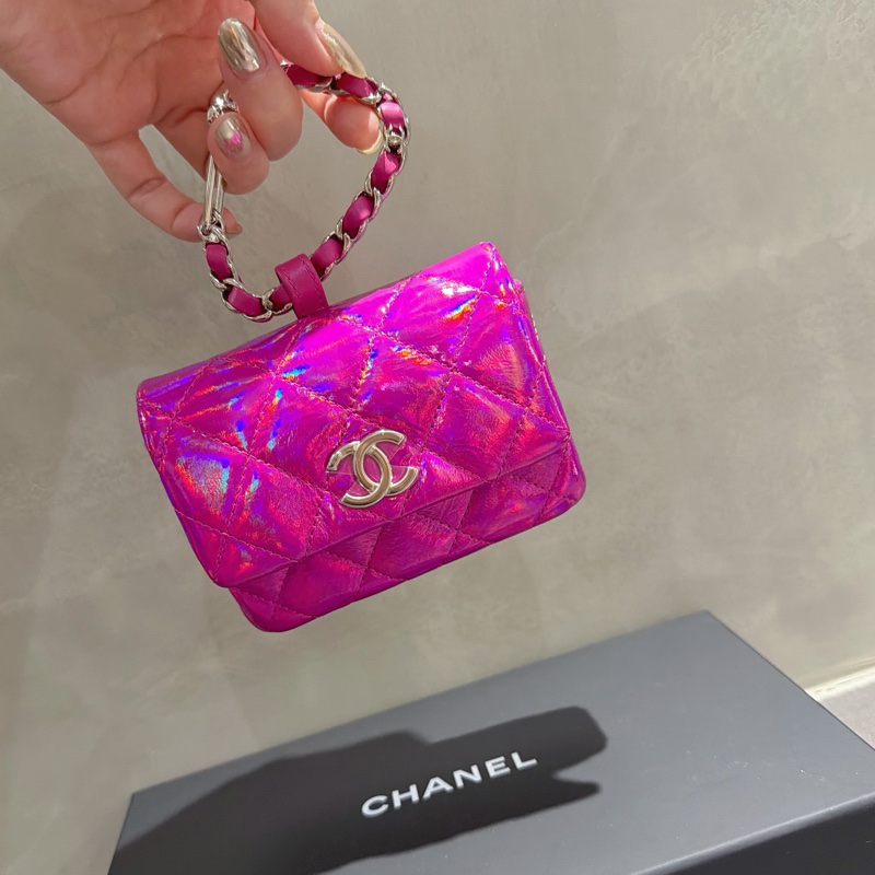 Chanel 全新VIP ⭐️霓虹光澤粉紅掛包-卡包💓-12