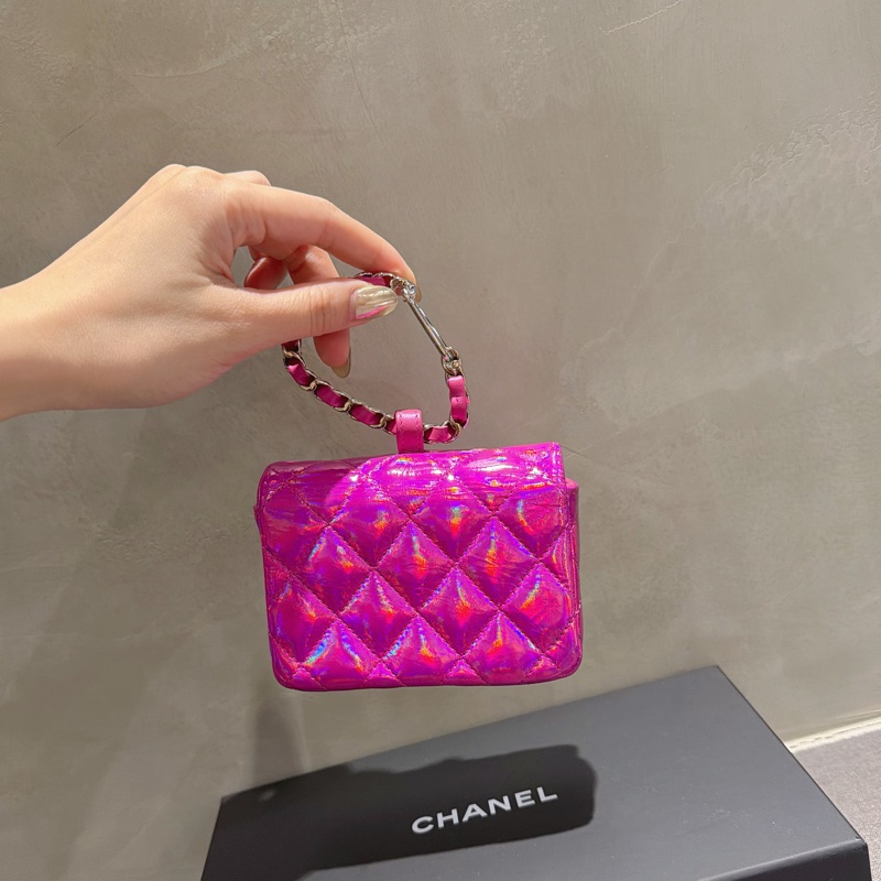 Chanel 全新VIP ⭐️霓虹光澤粉紅掛包-卡包💓-13