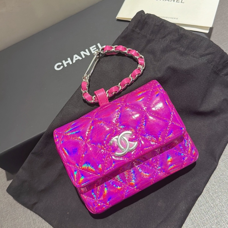 Chanel 全新VIP ⭐️霓虹光澤粉紅掛包-卡包💓-14