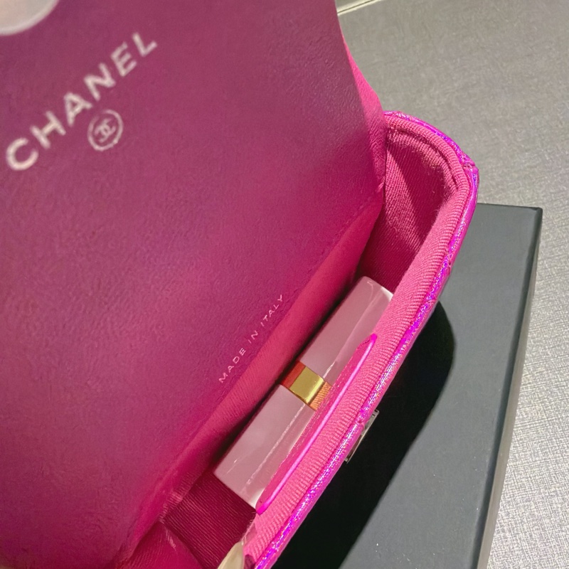Chanel 全新VIP ⭐️霓虹光澤粉紅掛包-卡包💓-17