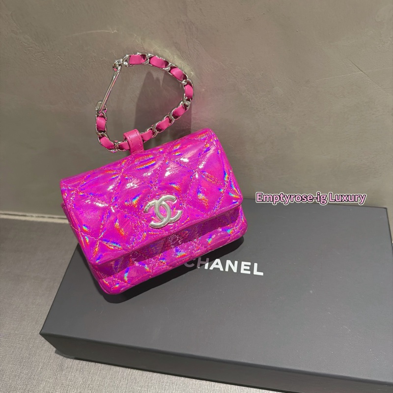 Chanel 全新VIP ⭐️霓虹光澤粉紅掛包-卡包💓-6