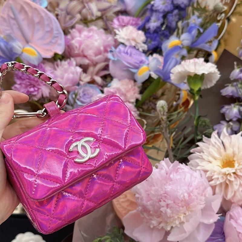 Chanel 全新VIP ⭐️霓虹光澤粉紅掛包-卡包💓-7