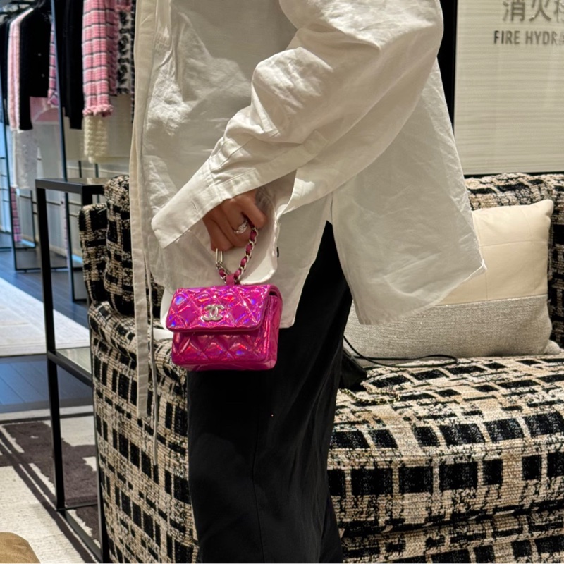 Chanel 全新VIP ⭐️霓虹光澤粉紅掛包-卡包💓-8
