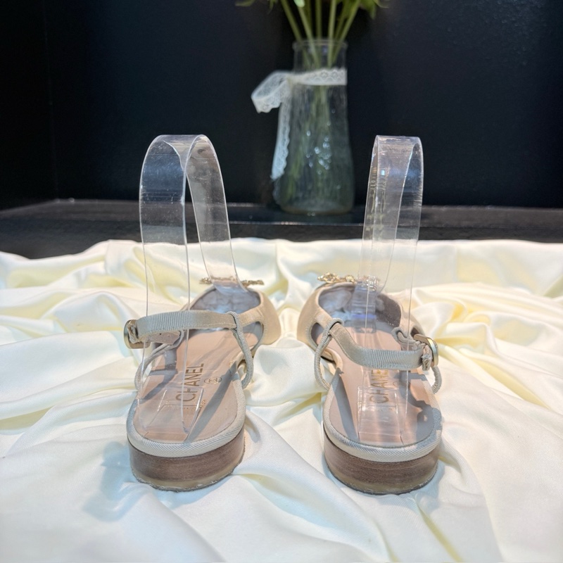 CHANEL/香奈兒 奶茶色蝴蝶結鑽扣單鞋 36.5碼-2