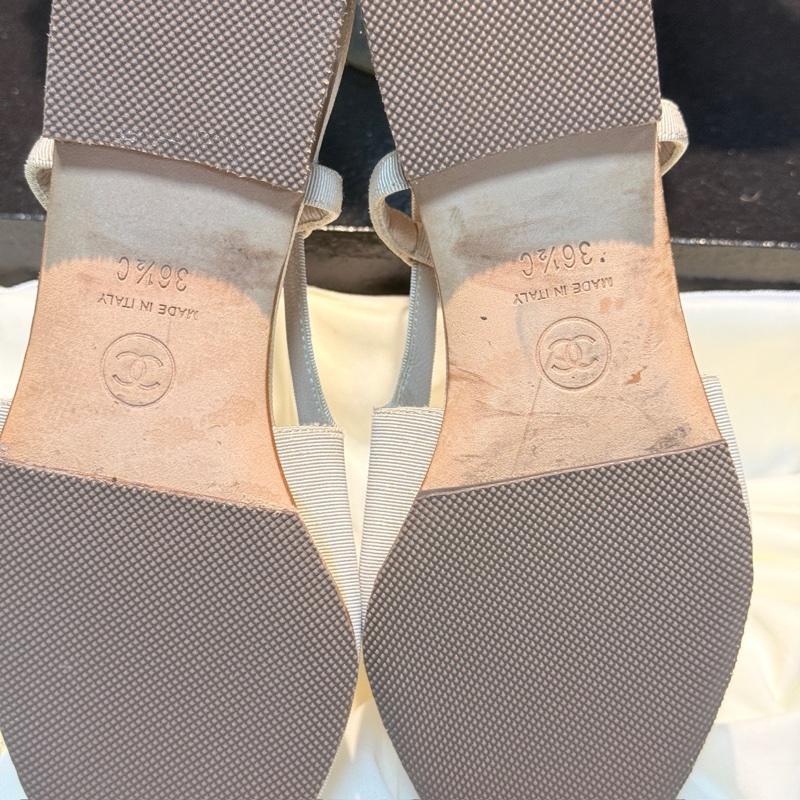 CHANEL/香奈兒 奶茶色蝴蝶結鑽扣單鞋 36.5碼-6