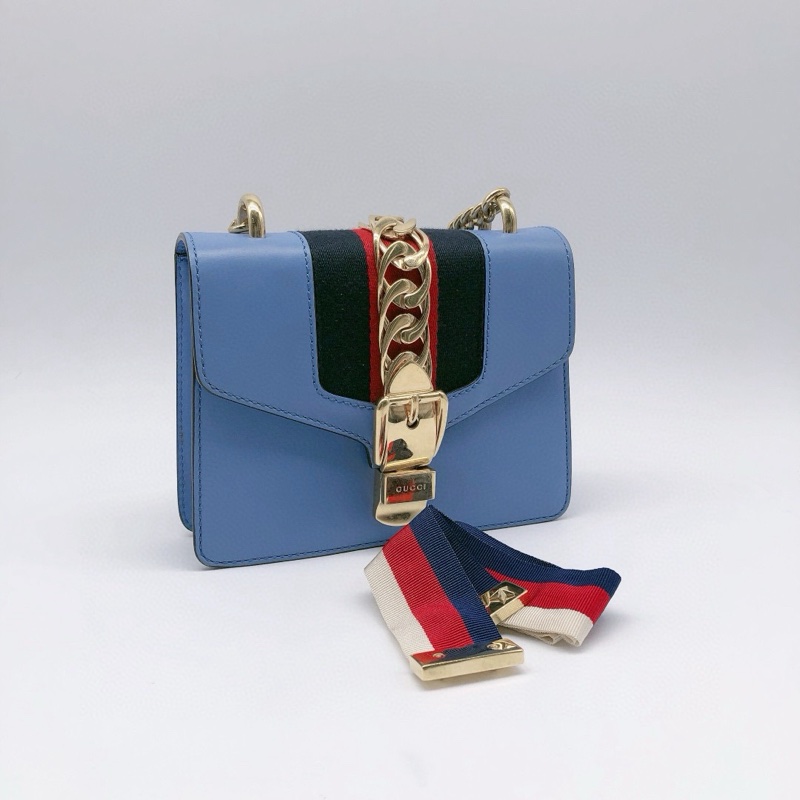 GUCCI古馳塞爾維亞藍色單肩包斜挎包 正品-1
